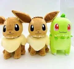【匿名配送】めちゃもふぐっとぬいぐるみ イーブイ チコリータ 3点