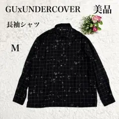 【GU×UNDERCOVER】開襟長袖シャツ ドット柄 ブラック サイズM