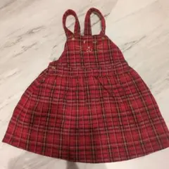 PETIT BATEAU チェック柄サロペットワンピース 24m