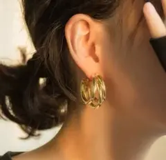 ステンレス ラスト１☆人気大きいフープピアス 金属アレルギー ゴールドシルバー