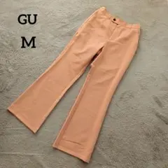 【ジーユー】フレアパンツ (M) オレンジ 薄手素材 脚長効果 差し色 サラサラ