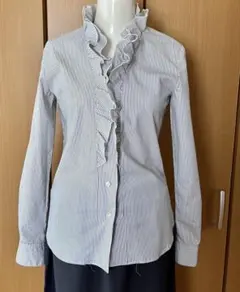 EMMA JAMES 長袖フリルブラウス　ストライプ　サイズ7号