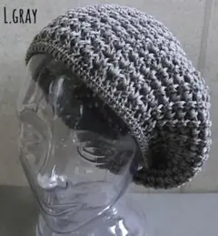 送料込 新品 帽子 ニット ベレー帽 麻混 鍵編み サマー ベレー 春 夏 LG