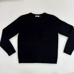 #ユニクロ、やよブラック クルーネック セーター ポケット付きサイズL