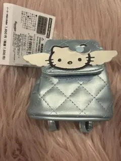 キティ リュック型ミニポーチ 白 ミニチュアキルト 水色