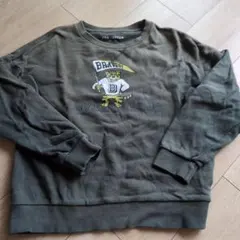 難あり！USA COTTON トレーナー 130サイズ オリーブグリーン　虎