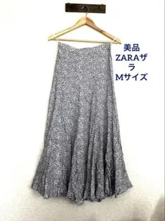 ザラ 美品 フレアスカート ロング丈 Aライン 花柄 総柄 フェミニン 上品
