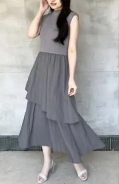 ミッシュマッシュ　ドッキングニットワンピース　チャコール