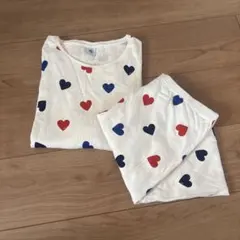 未使用　プチバトー　S パジャマ　ルームウェア　レディース　ハート　セットアップ