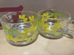 花柄ガラスカップ 2個セット
