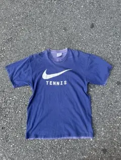 90s 00s nike tシャツ 赤タグ 短丈 フェード ナス紺