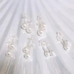 【O79】樹脂ピアス6ペア☆ホワイトパール3サイズ×各2ペア