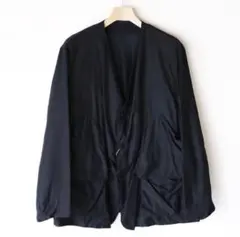 コモリ シルク混 スタンドカラージャケット サイズ1 ネイビー ノーカラー COMOLI ネイビー ノーカラージャケット コモリ シルク混