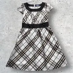 極美品バーバリーブルーレーベル ワンピース 膝丈 チェック 38 白 黒ベージュ
