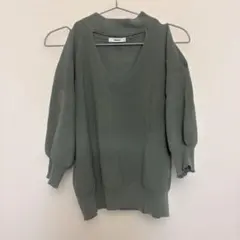 MURUA グリーン Vネック ニットセーター