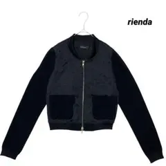 極美品/リエンダ/フルジップジャケット/エレガントブルゾン/ブラック/サイズS