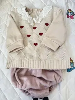 ハート　ニット　セットアップ　ブルマ　80