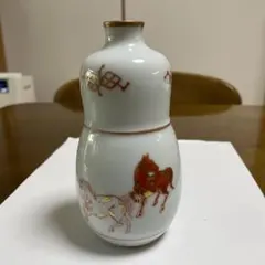 九谷焼徳利　金彩赤絵馬図　骨董