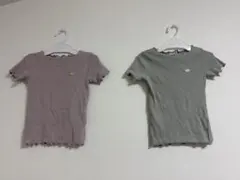 ２枚　100cm branshes テレコ半袖Tシャツ　くすみピンク　グレーのサムネイル