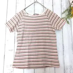 1156 ヒューマンウーマン M ボーダー シャツ 日本製 綿100 Tシャツ