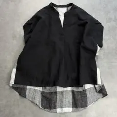 BEARDSLEY ビアズリー リネンギャザーオーバーシャツブラウス 麻100