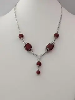 一点物【メノウ天然石ネックレス】ハンドメイド