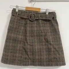 one way チェック柄台形スカート