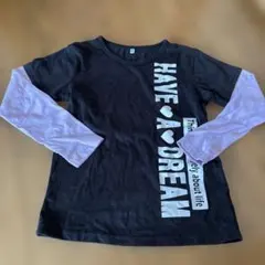 黒×薄紫 メッセージTシャツ 西松屋 140cm 長袖のサムネイル