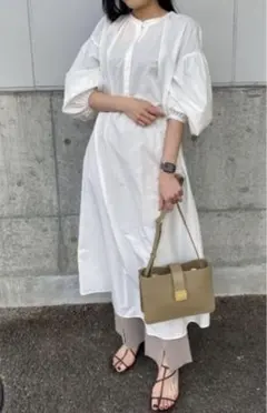 mila owen ボリューム袖ロングシャツワンピース