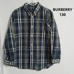 BURBERRY 長袖シャツ 130A ネイビー/ホワイトチェック　男の子