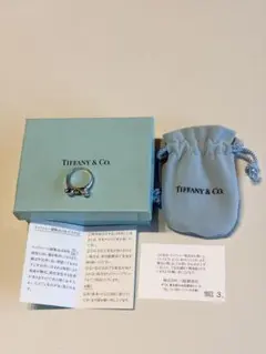 ビンテージティファニー リボン コンビ リング 10号 K18 SV925 箱付のサムネイル