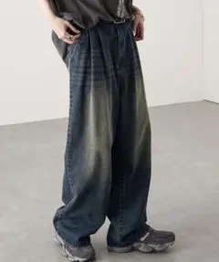 Alfred Alex ヴィンテージ メイク タック ワイド テーパード デニム