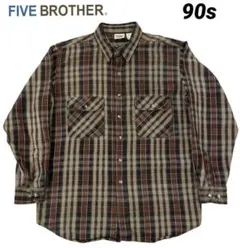 【最終値下げ/好配色】90s FIVE BROTHER ネルシャツ