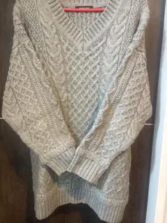 ２点AMERICAN HOLIC ケーブル編みセーター Mグレー・アイボリー