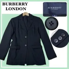 ✨美品✨バーバリーロンドン シルク混 黒ジャケット 水牛ロゴボタンで魅せる 極上