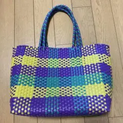 カラフルチェック柄かごバッグ　レプシム