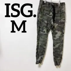 ISG. 【M】迷彩柄 ワークパンツ 腰紐 ウエスト 緑 サバゲー ダンス