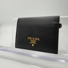 【美品】PRADA パスケース カードケース サフィアーノレザー メタルロゴ