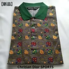【新品】Christian Dior 紳士ポロシャツ 総柄プリント グレー Mのサムネイル