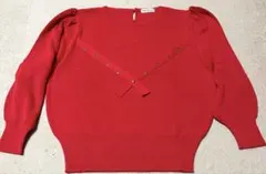 未使用 昭和 レトロ 赤 ニットセーター LL