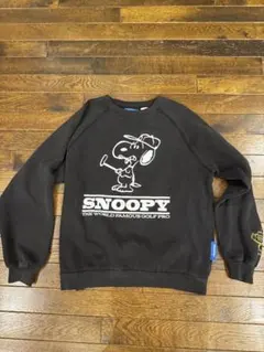 スヌーピー ゴルフ スウェット M ブラック PEANUTS 両面プリントのサムネイル