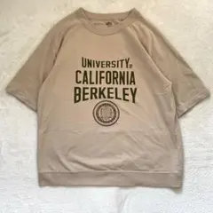 ユニクロ Tシャツ コットン100% フロントプリント ゆったり ベージュ M