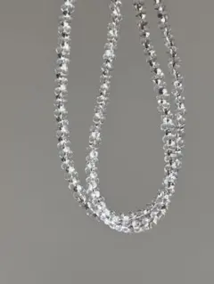 1050(再) ファルファーレネックレス　ビーズネックレス　ガラスビーズ　クリア