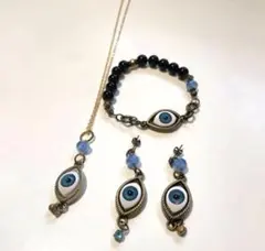 目玉アクセサリー3点セット　青