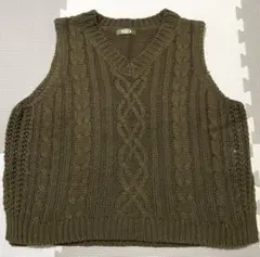 kutir　ケーブルニットベスト　F　ブラウン