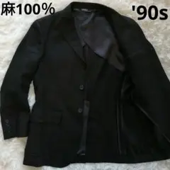 90s 麻100 ポロバイラルフローレン テーラードジャケット 日本製 ナイガイ