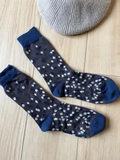 未使用　レディース　ソックス　靴下　美品　大人　柄　ネイビー　ブラウン