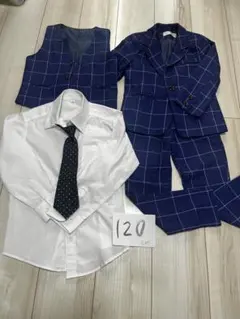 120cm スーツ　フォーマル　冠婚葬祭　男の子　青