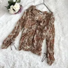 良品✨ルーニィ（38）花柄ブラウス レースアップ フリル 日本製 