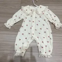 BAKER チェリー柄ロンパース 73cm クリーム色